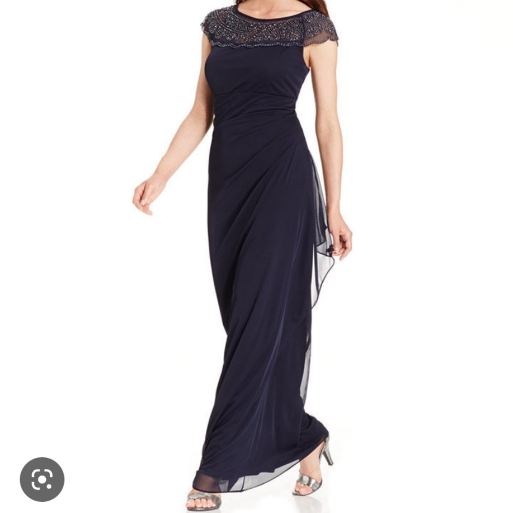 MSK Beaded Navy Blue Gown
